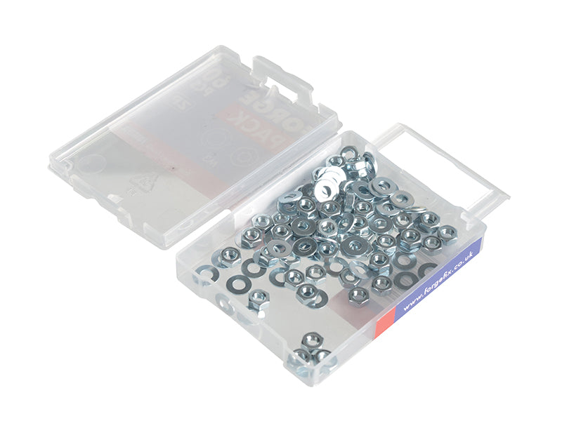 ForgeFix Hexagonal Nuts & Washers ZP M3 ForgePack 60 FORFPNUT3