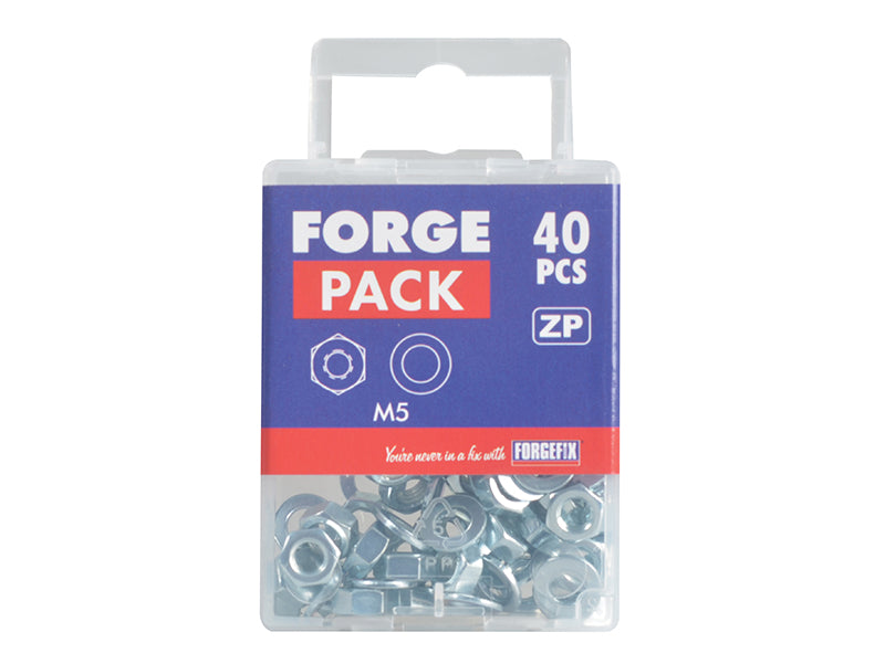 ForgeFix Hexagonal Nuts & Washers ZP M5 ForgePack 40 FORFPNUT5