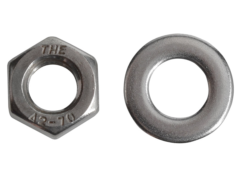 ForgeFix Hexagonal Nuts & Washers A2 Stainless Steel M8 ForgePack 12 FORFPNUT8SS