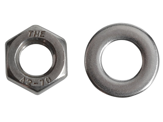 ForgeFix Hexagonal Nuts & Washers A2 Stainless Steel M8 ForgePack 12 FORFPNUT8SS