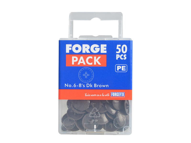 ForgeFix Pozi Compatible Cover Cap Dark Brown No.6-8 Forge Pack 50 FORFPPCC1