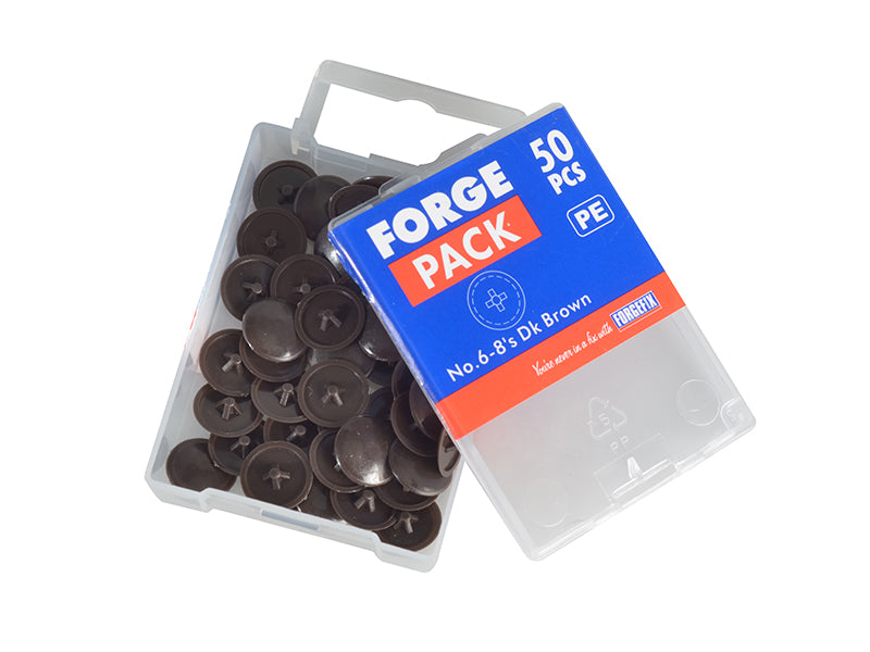 ForgeFix Pozi Compatible Cover Cap Dark Brown No.6-8 Forge Pack 50 FORFPPCC1