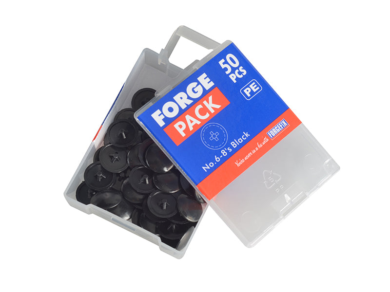 ForgeFix Pozi Compatible Cover Cap Black No.6-8 Forge Pack 50 FORFPPCC2