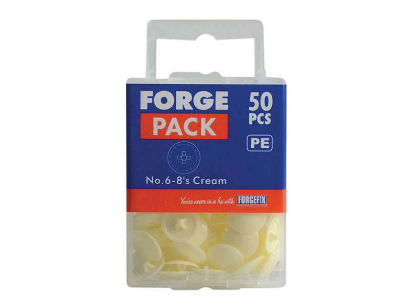 ForgeFix Pozi Compatible Cover Cap Cream No.6-8 Forge Pack 50 FORFPPCC3