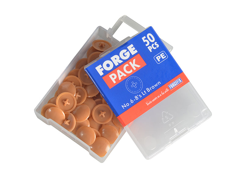 ForgeFix Pozi Compatible Cover Cap Light Brown No.6-8 Forge Pack 50 FORFPPCC4