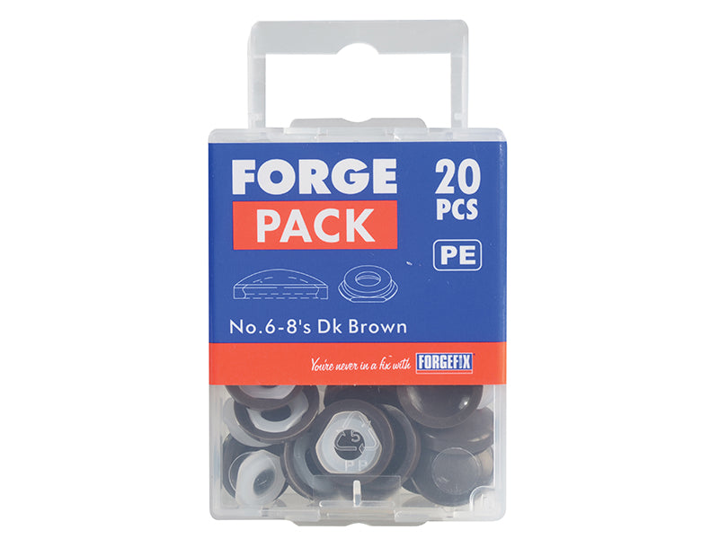 ForgeFix Domed Cover Cap Dark Brown No. 6-8 Forge Pack 20 FORFPPDT1