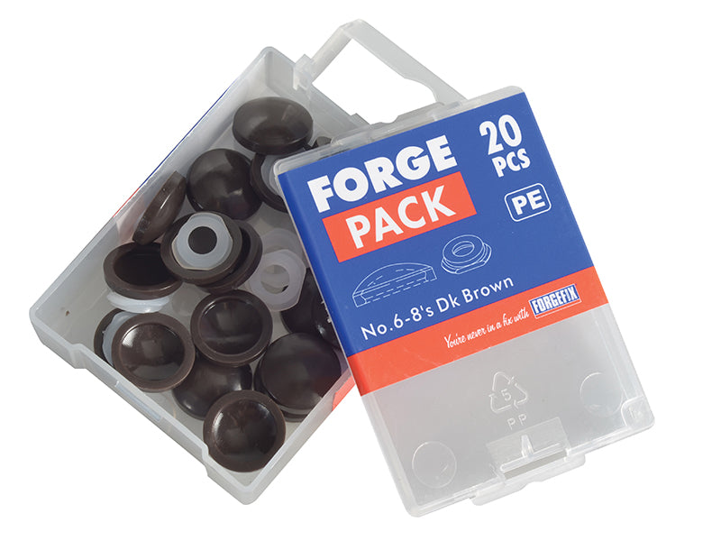ForgeFix Domed Cover Cap Dark Brown No. 6-8 Forge Pack 20 FORFPPDT1
