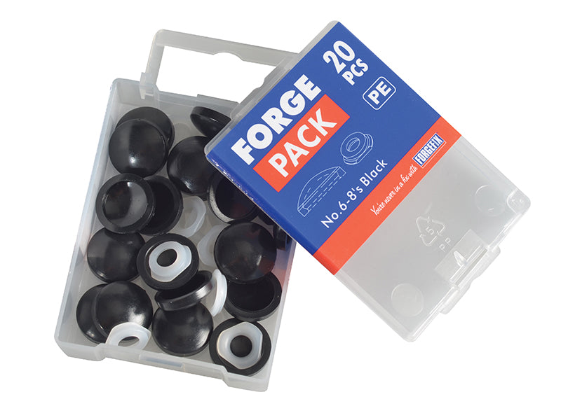 ForgeFix Domed Cover Cap Black No. 6-8 Forge Pack 20 FORFPPDT2