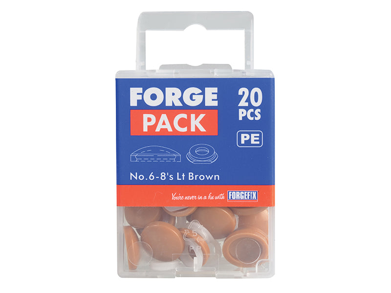 ForgeFix Domed Cover Cap Light Brown No. 6-8 Forge Pack 20 FORFPPDT4