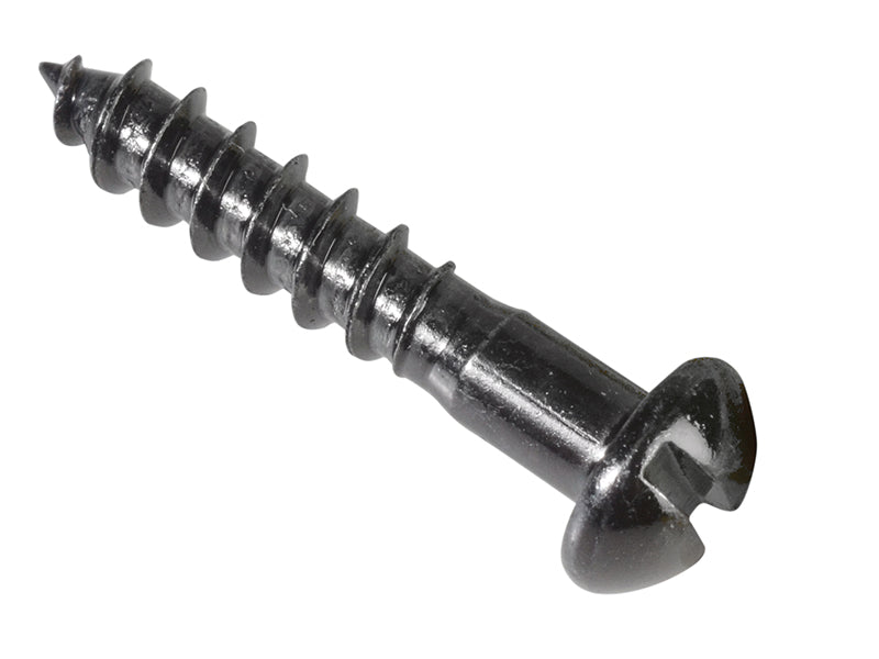 ForgeFix Wood Screw Slotted Round Head ST Black Japanned 1in x 10 Forge Pack 15 FORFPR110J