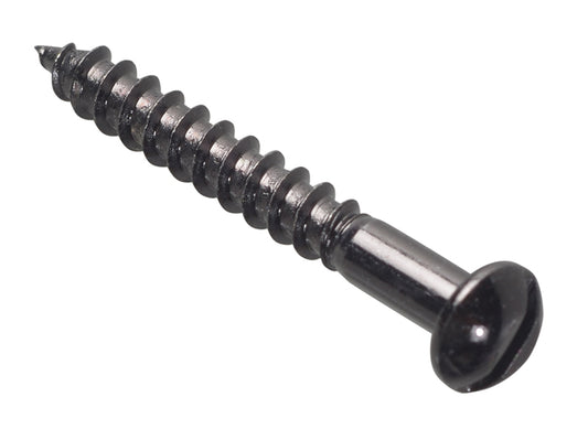 ForgeFix Wood Screw Slotted Round Head ST Black Japanned 1.1/2in x 10 Forge Pack 8 FORFPR11210J