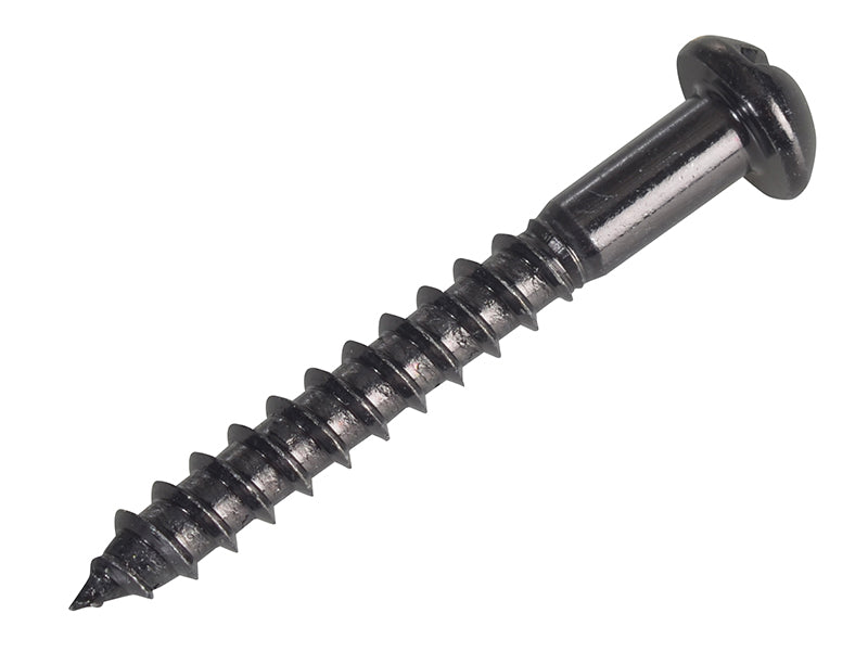 ForgeFix Wood Screw Slotted Round Head ST Black Japanned 1.1/2in x 10 Forge Pack 8 FORFPR11210J