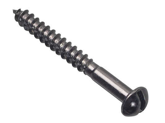 ForgeFix Wood Screw Slotted Round Head ST Black Japanned 1.1/2in x 8 Forge Pack 10 FORFPR1128J