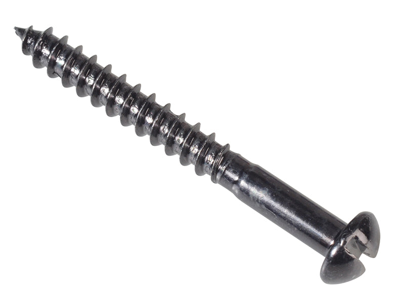 ForgeFix Wood Screw Slotted Round Head ST Black Japanned 1.1/2in x 8 Forge Pack 10 FORFPR1128J