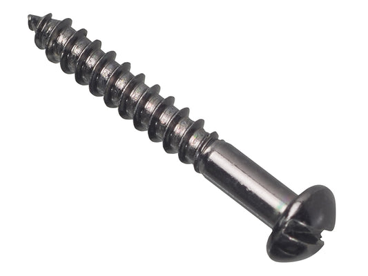 ForgeFix Wood Screw Slotted Round Head ST Black Japanned 1.1/4in x 8 Forge Pack 12 FORFPR1148J