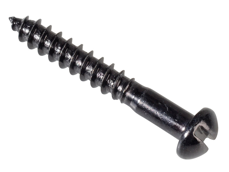 ForgeFix Wood Screw Slotted Round Head ST Black Japanned 1in x 6 Forge Pack 35 FORFPR16J