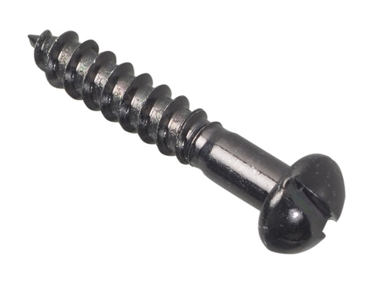 ForgeFix Wood Screw Slotted Round Head ST Black Japanned 1in x 8 Forge Pack 20 FORFPR18J