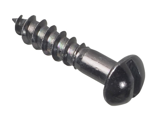 ForgeFix Wood Screw Slotted Round Head ST Black Japanned 3/4in x 8 Forge Pack 25 FORFPR348J
