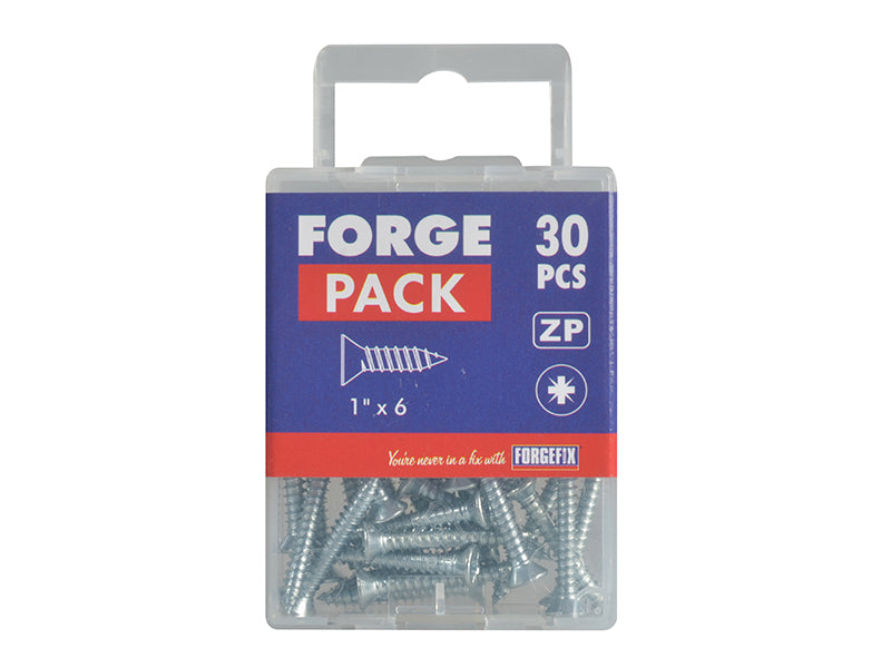 ForgeFix Self-Tapping Screw Pozi Compatible CSK ZP 1in x 6 ForgePack 30 FORFPSC16Z
