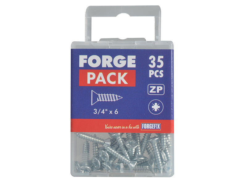 ForgeFix Self-Tapping Screw Pozi Compatible CSK ZP 3/4in x 6 ForgePack 35 FORFPSC346Z