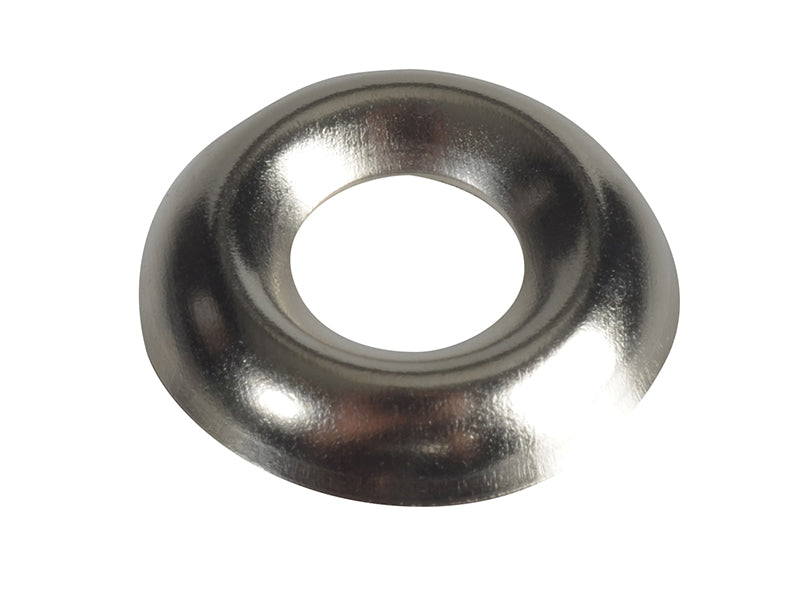 ForgeFix Screw Cup Washers Solid Brass Nickel Plated No.8 Bag 200 FORSCW8NM