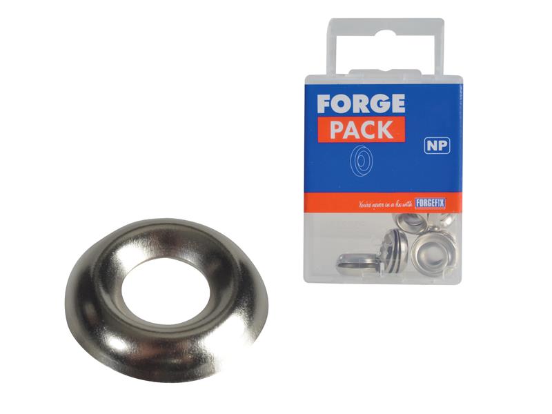 ForgeFix Screw Cup Washers Solid Brass Nickel Plated No.6 Bag 200 FORSCW6NM