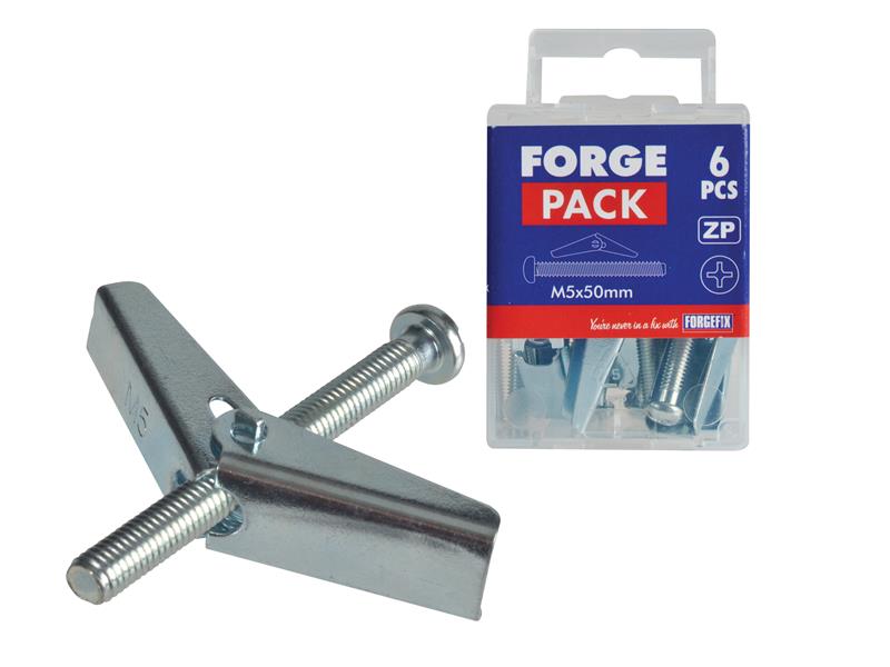 ForgeFix Plasterboard Spring Toggle ZP M5 X 50mm ForgePack 6 FORFPTOG550