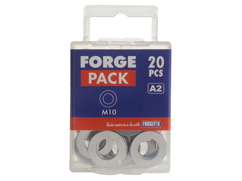 ForgeFix Flat Washers DIN125 A2 Stainless Steel M10 ForgePack 20 FORFPWAS10S