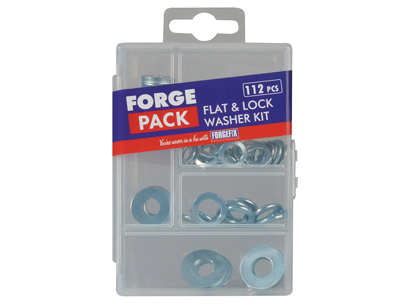 ForgeFix Flat & Lock Washer Kit, 112 Piece FORFPWASSET