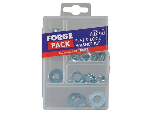 ForgeFix Flat & Lock Washer Kit, 112 Piece FORFPWASSET
