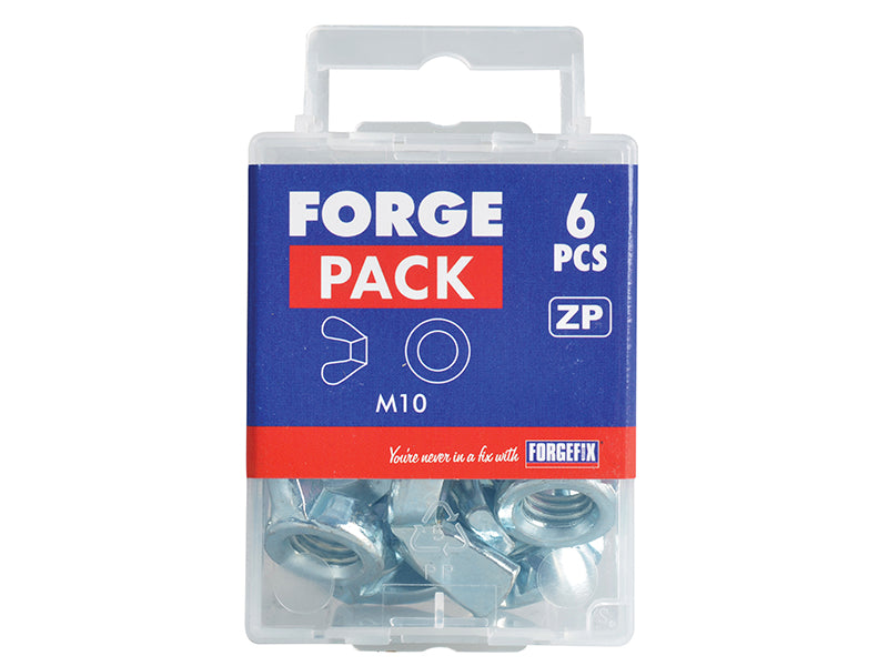 ForgeFix Wing Nut & Washers ZP M10 Forge Pack 6 FORFPWING10