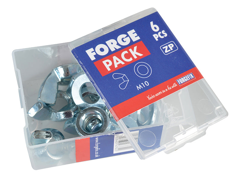 ForgeFix Wing Nut & Washers ZP M10 Forge Pack 6 FORFPWING10