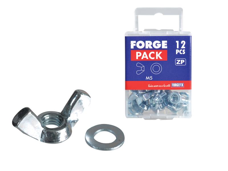 ForgeFix Wing Nut & Washers ZP M5 Forge Pack 12 FORFPWING5