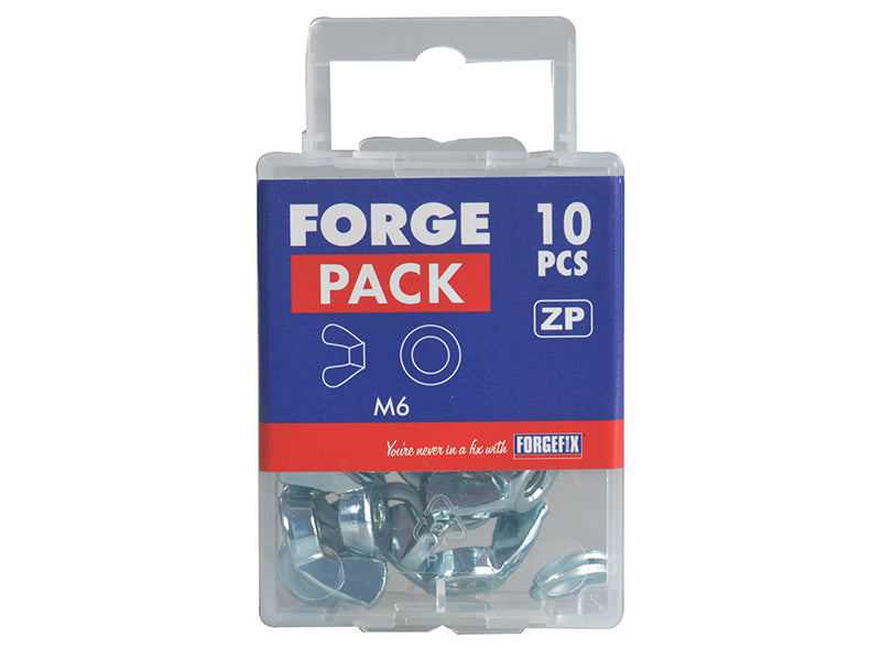 ForgeFix Wing Nut & Washers ZP M6 Forge Pack 10 FORFPWING6