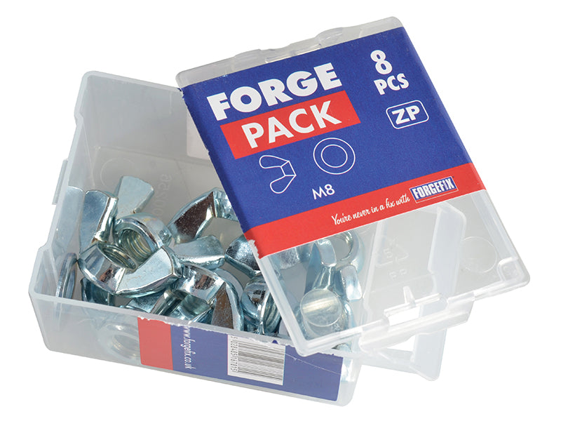 ForgeFix Wing Nut & Washers ZP M8 Forge Pack 8 FORFPWING8