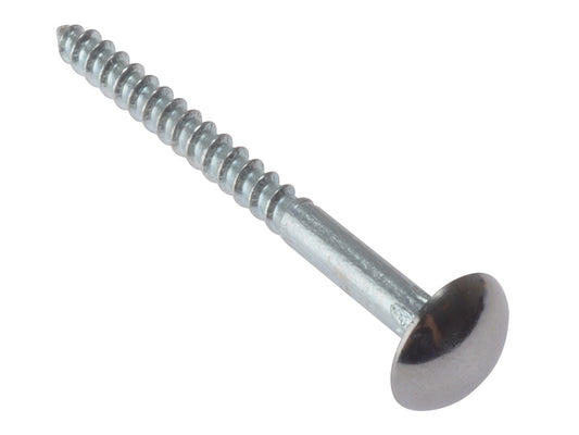 ForgeFix Mirror Screw Chrome Domed Top Slotted CSK ST ZP 2in x 8 Bag 10 FORMS2CPM
