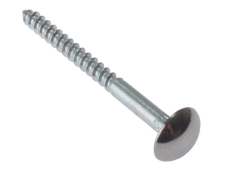 ForgeFix Mirror Screw Chrome Domed Top Slotted CSK ST ZP 1in x 8 Bag 10 FORMS1CPM