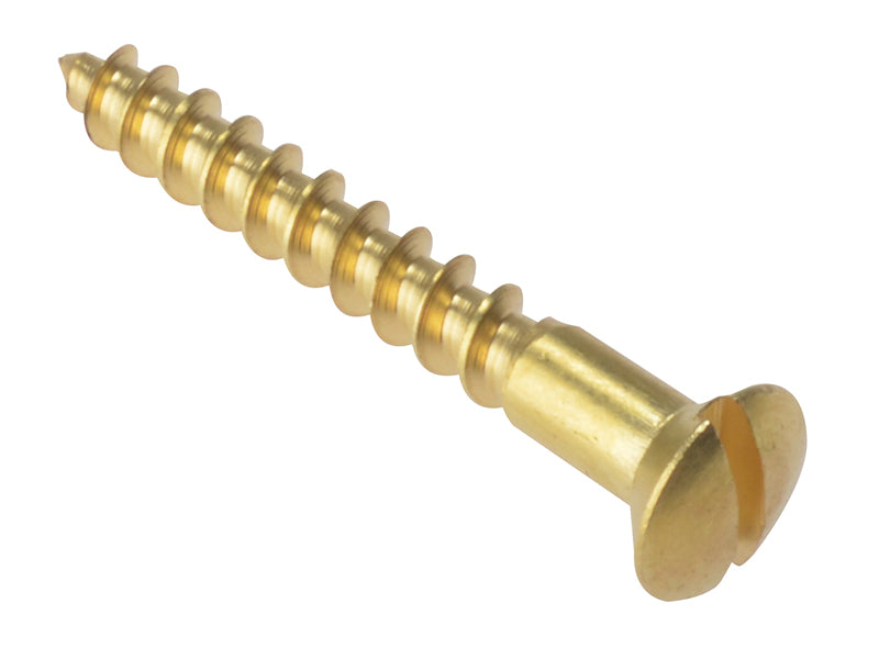 ForgeFix Wood Screw Slotted Raised Head ST Solid Brass 1.1/2in x 8 Box 200 FORRAH1128BR