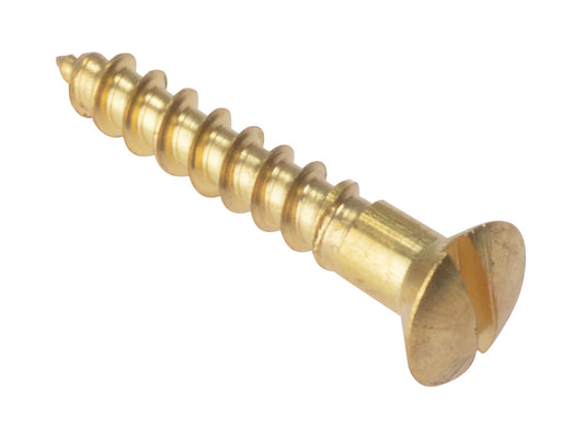 ForgeFix Wood Screw Slotted Raised Head ST Solid Brass 1in x 8 Box 200 FORRAH18BR