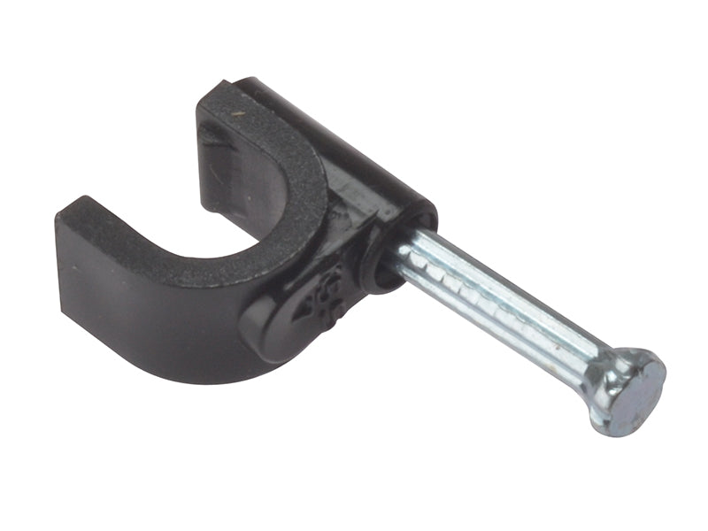 ForgeFix Cable Clip Round Coax Black 6-7mm Box 100 FORRCC67B