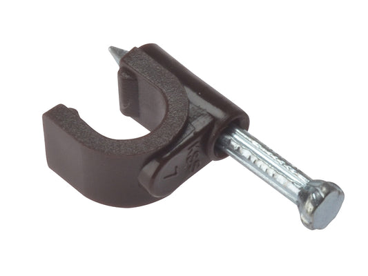 ForgeFix Cable Clip Round Coax Brown 6-7mm Box 100 FORRCC67BR