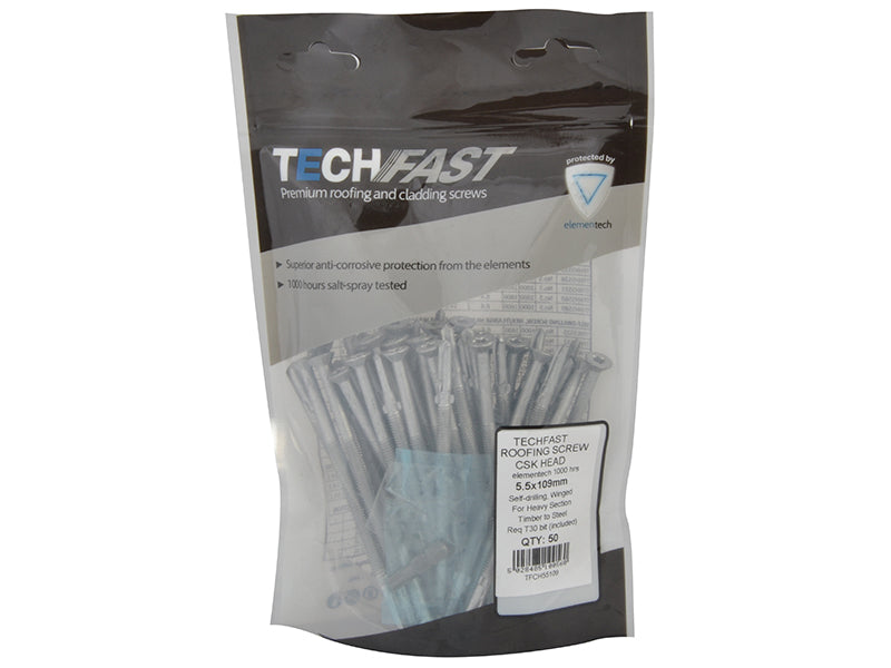 ForgeFix TechFast Roofing Screw Timber - Steel Heavy Section 5.5 x 109mm Pack 50 FORTFCH55109