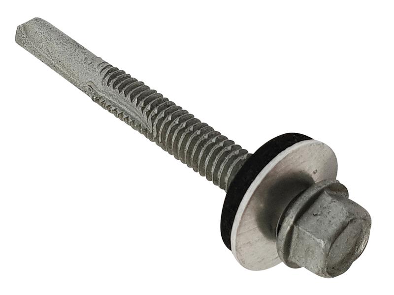 ForgeFix TechFast Roofing Sheet to Steel Hex Screw & Washer No.5 Tip 5.5 x 100mm Box 100 FORTFHW5100H