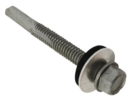 ForgeFix TechFast Roofing Sheet to Steel Hex Screw & Washer No.5 Tip 5.5 x 40mm Box 100 FORTFHW5540H