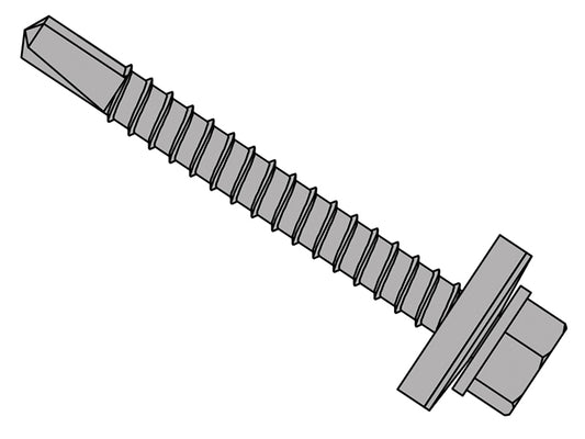 ForgeFix TechFast Roofing Sheet to Steel Hex Screw & Washer No.3 Tip 5.5 x 75mm Box 100 FORTFHW5575L