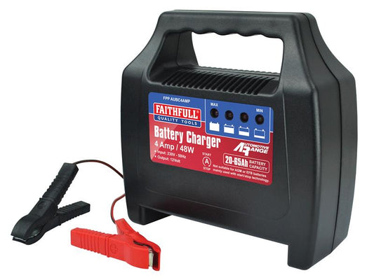 Faithfull Power Plus Vehicle Battery Charger 20-65Ah 4 amp FPPAUBC4AMP