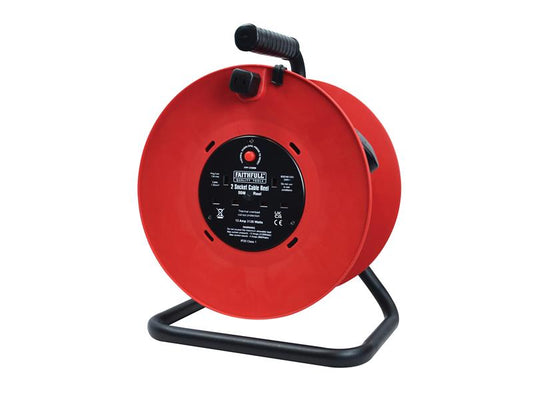 Faithfull Power Plus Open Drum Cable Reel 240V 13A 2-Socket 50m FPPCR50M