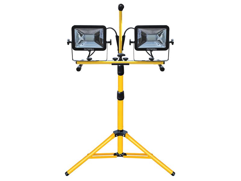 Faithfull Power Plus FPPSLLED40V SMD LED Twin Head Tripod Site Light 40W 2 x 1800 Lumens 240V