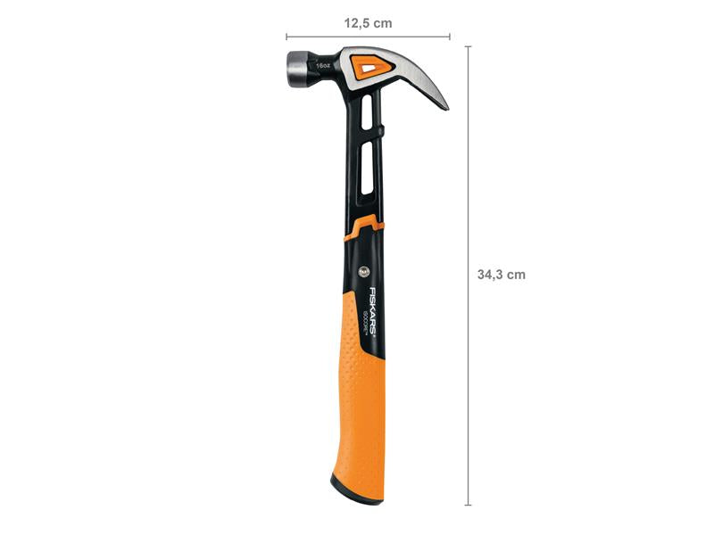 Fiskars IsoCore Curved Finishing Nail Hammer 450g 16oz Soft Grip FSK1027202