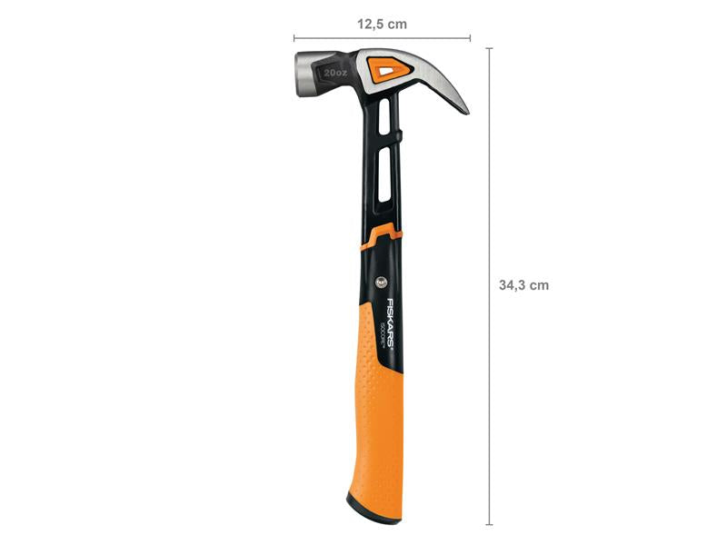 Fiskars IsoCore Curved Finishing Nail Hammer 570g 20oz Soft Grip FSK1027203
